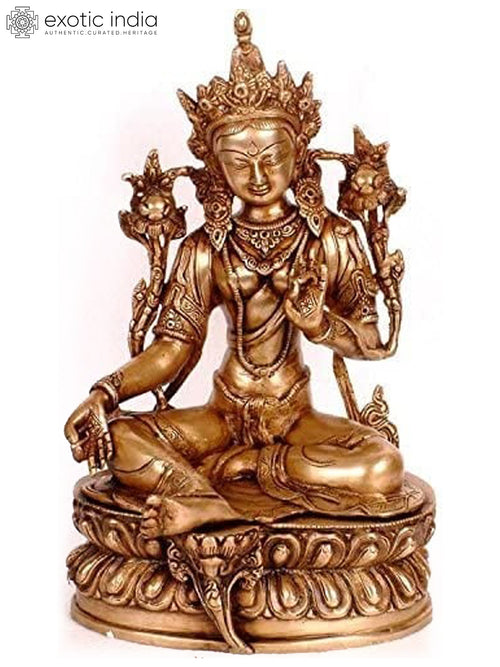 12" Green Tara Handmade Brass Statue for Pooja