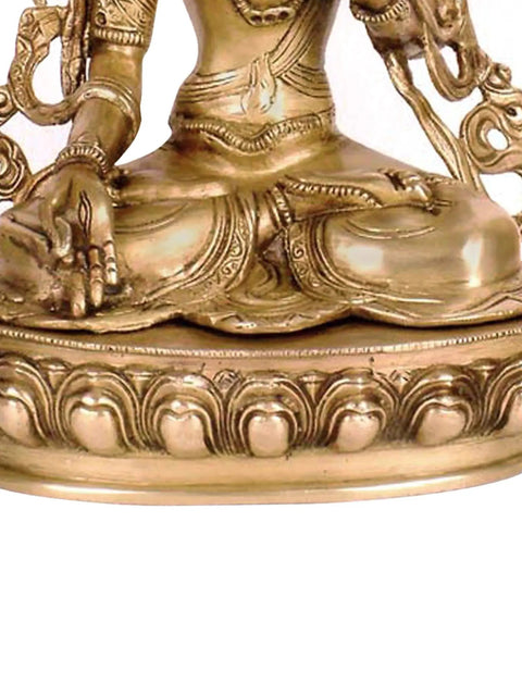 12" Tibetan Buddhist Goddess White Tara Brass Idol | Handmade