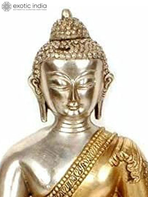 10" Buddha Idol in Bhumisparsha Mudra | Handmade Brass Statue | Made in India