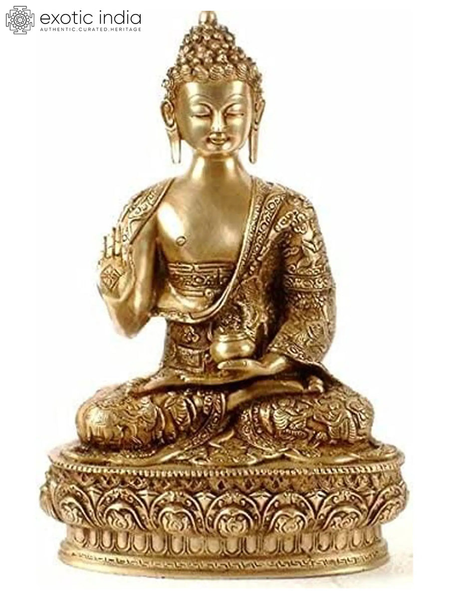 13" Buddha Blessing Handmade Brass Statue