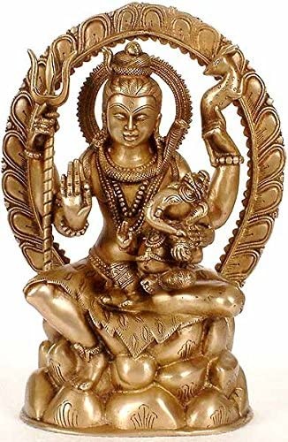 12" Shiva with Ganesha Handmade Brass Statue