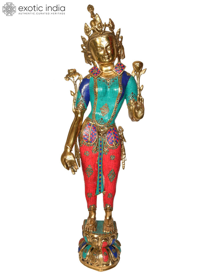 47" Standing Tara Brass Statue Handmade