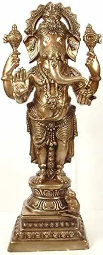 36" Large Standing Ganesha Brass Statue Handmade