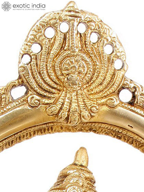 13" Ganesha Idol Dances Under a Temple Arch | Handmade Brass Statue | Made in India