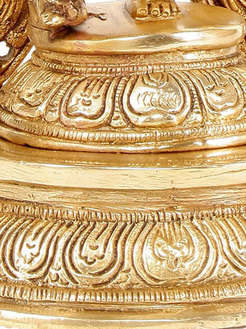 13" Ganesha Idol Dances Under a Temple Arch | Handmade Brass Statue | Made in India