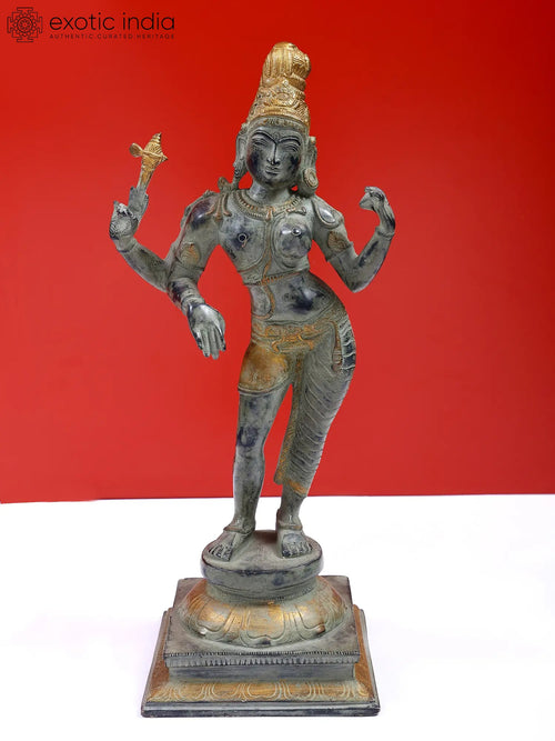 15" Ardhanarishvara Shiva-Shakti Handmade Brass Statue