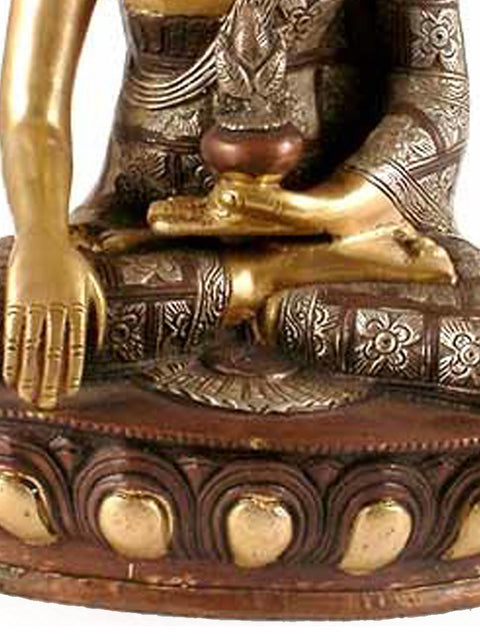 11" Buddha in the Bhumisparsha Mudra In Brass | Handmade | Made In India