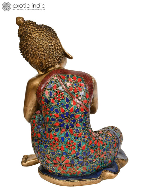 11" Thinking Buddha - Tibetan Buddhist In Brass | Handmade | Made In India