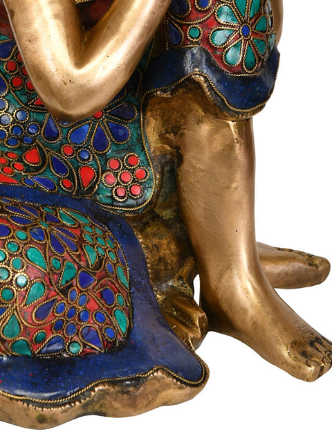 11" Thinking Buddha - Tibetan Buddhist In Brass | Handmade | Made In India