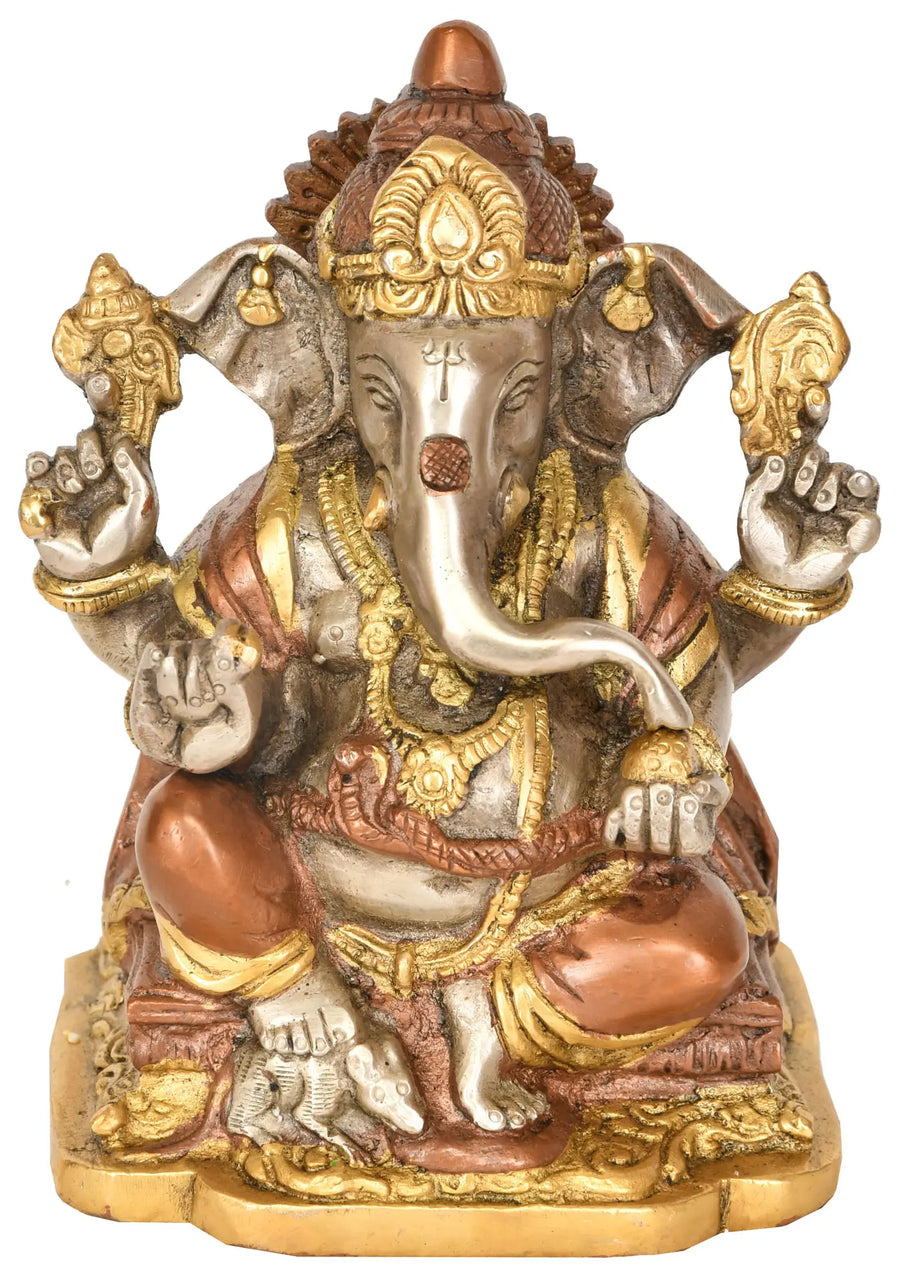6" Handmade Brass Lord Ganesha Idol Sculpture
