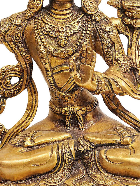 8" Tibetan Buddhist Deity Manjushri Brass Statue | Handmade | Made in India