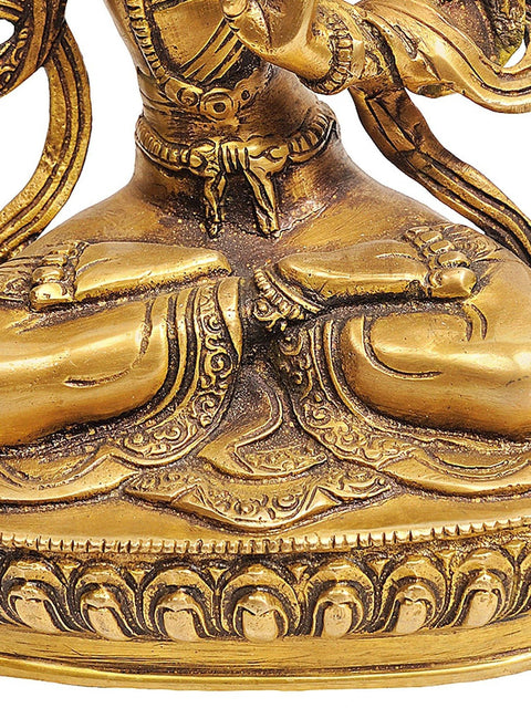 8" Tibetan Buddhist Deity Manjushri Brass Statue | Handmade | Made in India