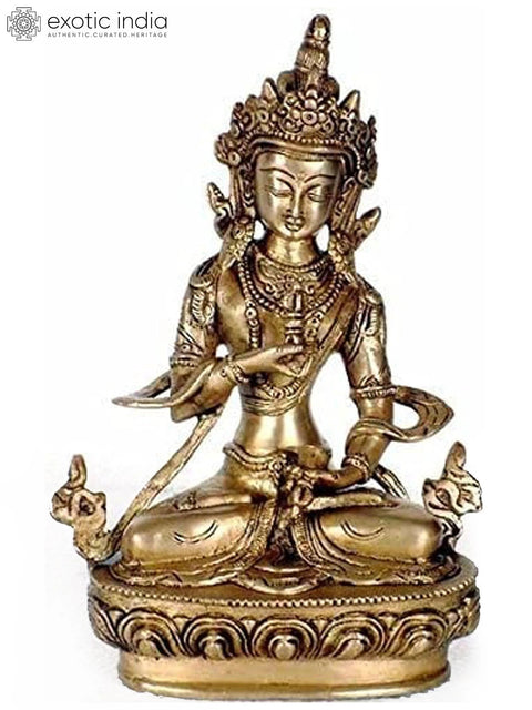 8" Tibetan Buddhist Deity Vajrasattva Brass Statue | Handmade | Made in India