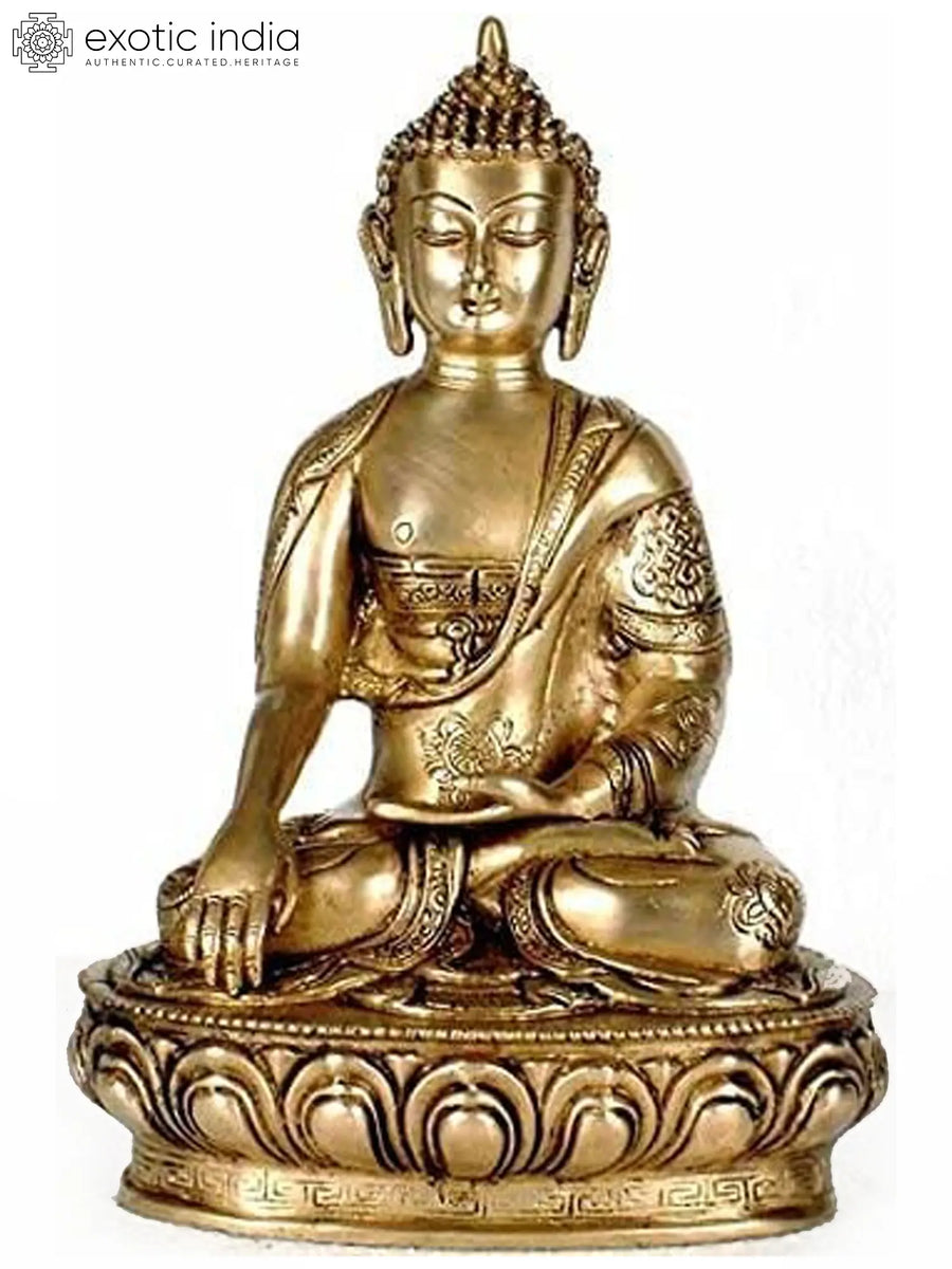 12" Lord Buddha Bhumisparsha Mudra Brass Handmade Statue