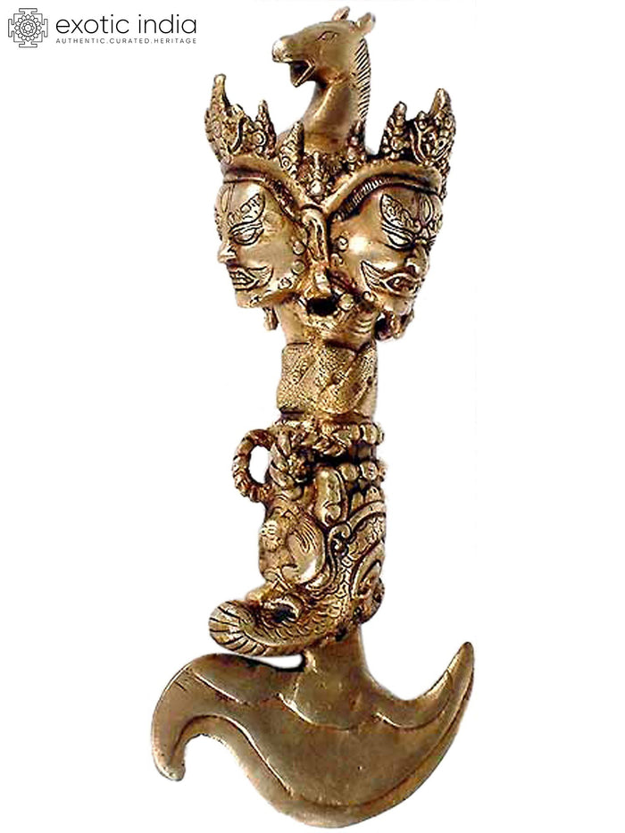 11" Brass Hayagriva Chopper Tibetan Buddhist Handmade Statue