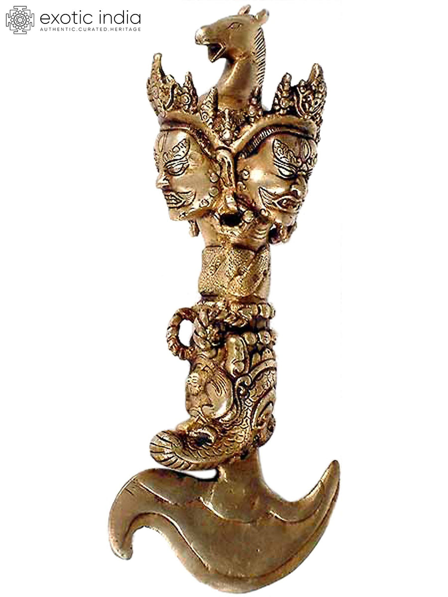 11" Brass Hayagriva Chopper Tibetan Buddhist Handmade Statue
