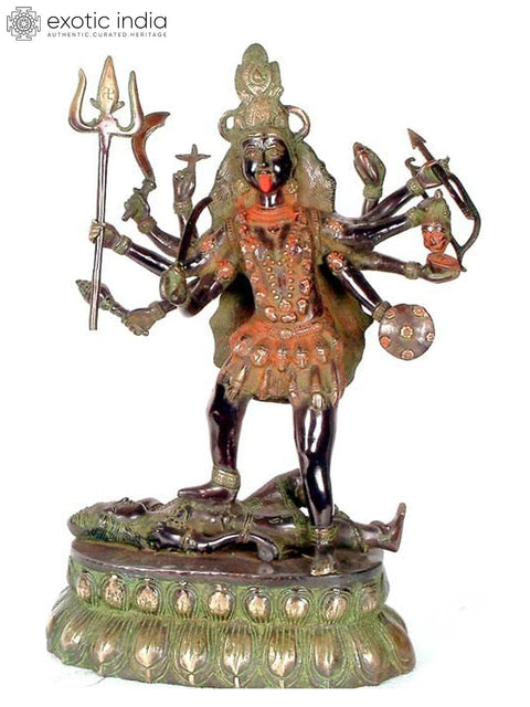 21" Mahakali Brass Statue | Handmade Goddess Kali Idol