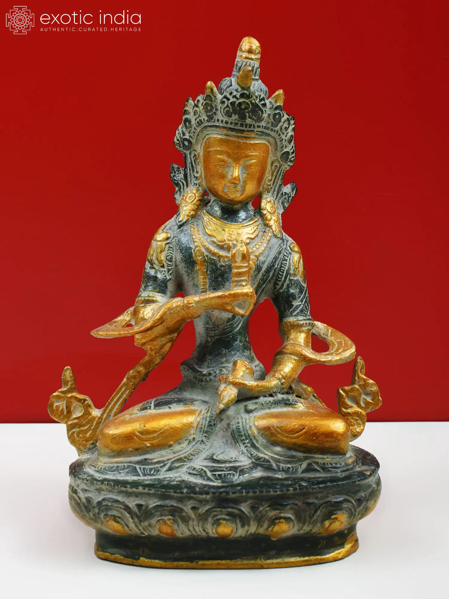8" Vajrasattva Brass Statue - Tibetan Buddhist Deity Handmade