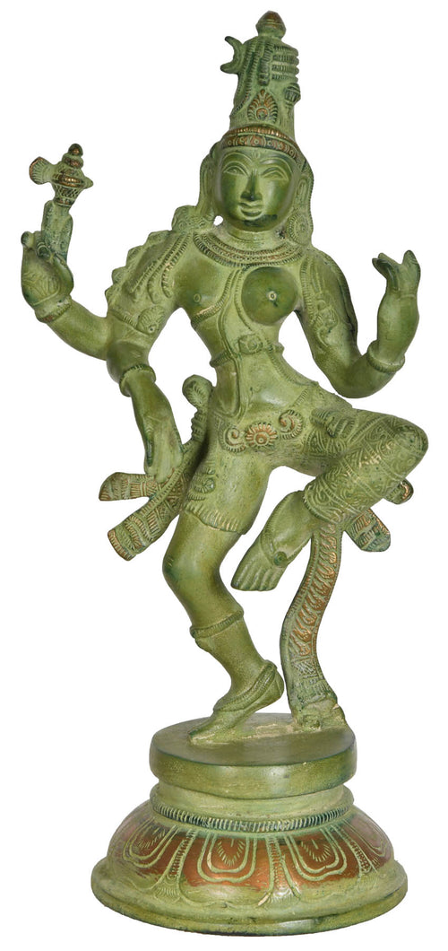 12" Handmade Dancing Ardhanarishvara Brass Sculpture