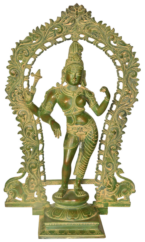18" Ardhanarishvara with Prabhawali Brass Statue Handmade