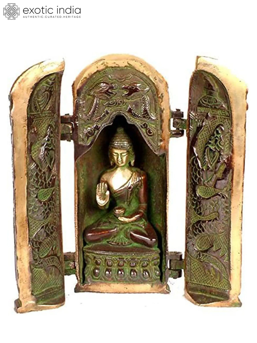 8" Handmade Tibetan Buddhist Brass Folding Temple Shrine