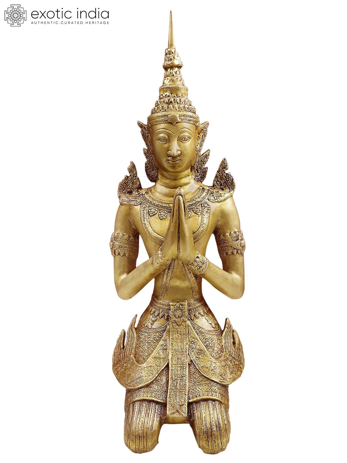 28" Thai Figure (Buddhist Angel) In Brass