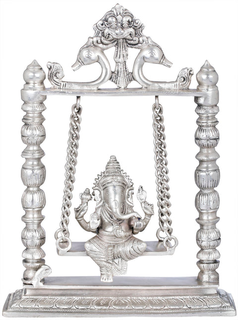 10" Brass Ganesha Idol on a Swing (Altar Piece) | Handmade | Made in India
