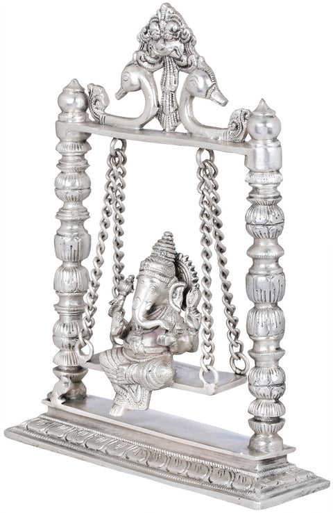 10" Brass Ganesha Idol on a Swing (Altar Piece) | Handmade | Made in India