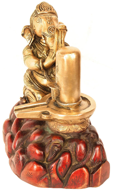 8" Worshipping Lord Shiva In Brass | Handmade | Made In India