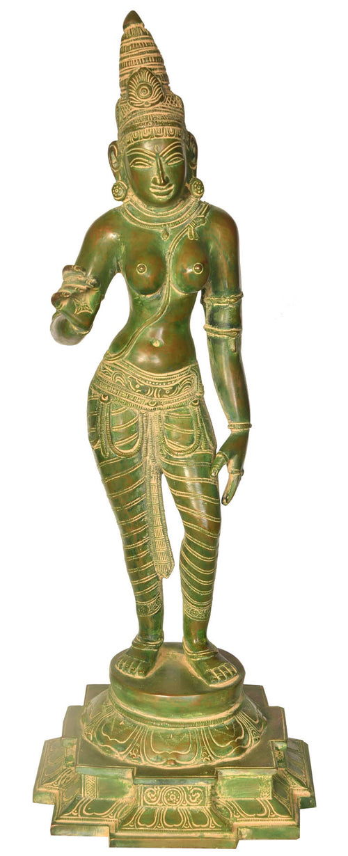 18" Standing Parvati Brass Statue Handmade
