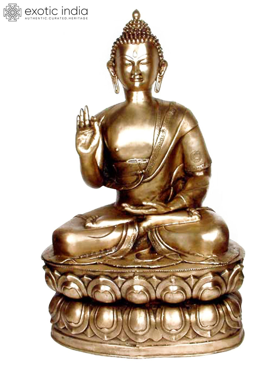 39" Large Handmade Blessing Buddha Brass Statue