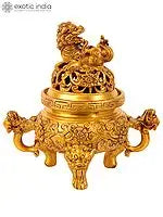 7" Brass Dragon Incense Burner Handmade