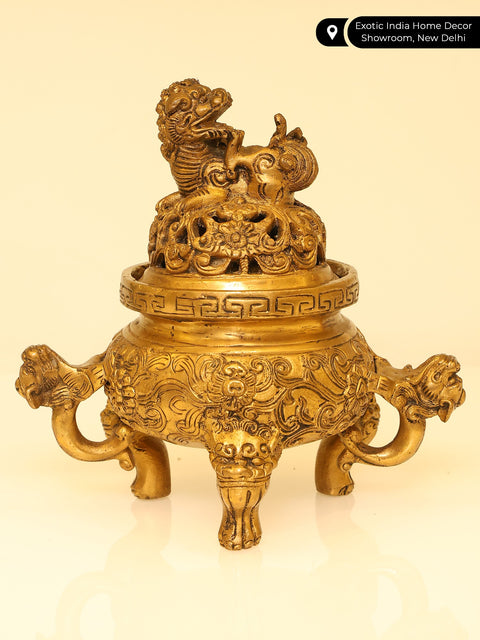 7" Dragon Incense Burner in Brass | Handmade | Made in India