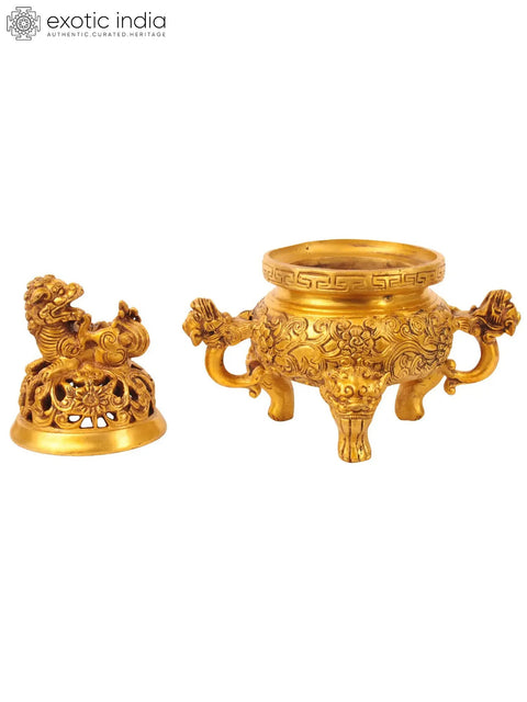 7" Dragon Incense Burner in Brass | Handmade | Made in India
