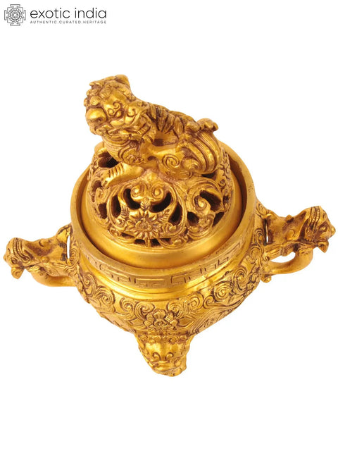7" Dragon Incense Burner in Brass | Handmade | Made in India