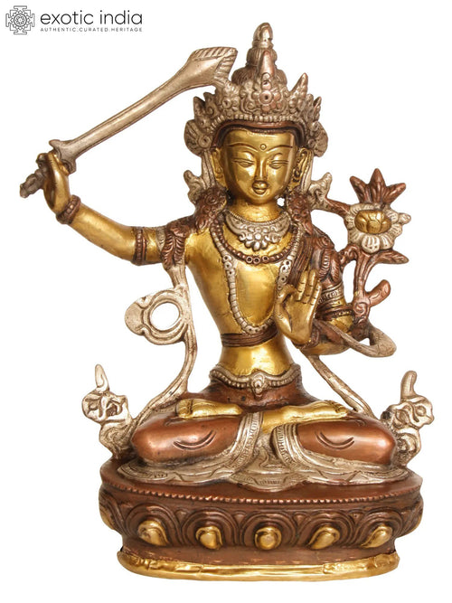 8" Manjushri Tibetan Buddhist Brass Statue Handmade