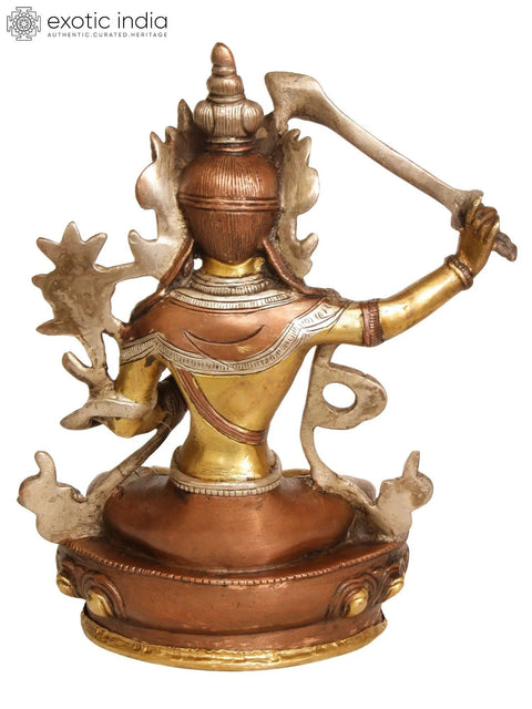8" Tibetan Buddhist Deity Manjushri Brass Sculpture | Handmade | Made in India
