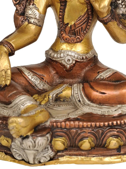 8" Tibetan Buddhist Deity- Green Tara (Sgrol ma ljang khu) Brass Statue | Handmade | Made in India