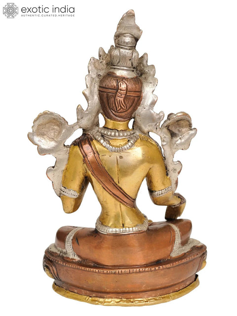 8" Tibetan Buddhist Deity- Green Tara (Sgrol ma ljang khu) Brass Statue | Handmade | Made in India