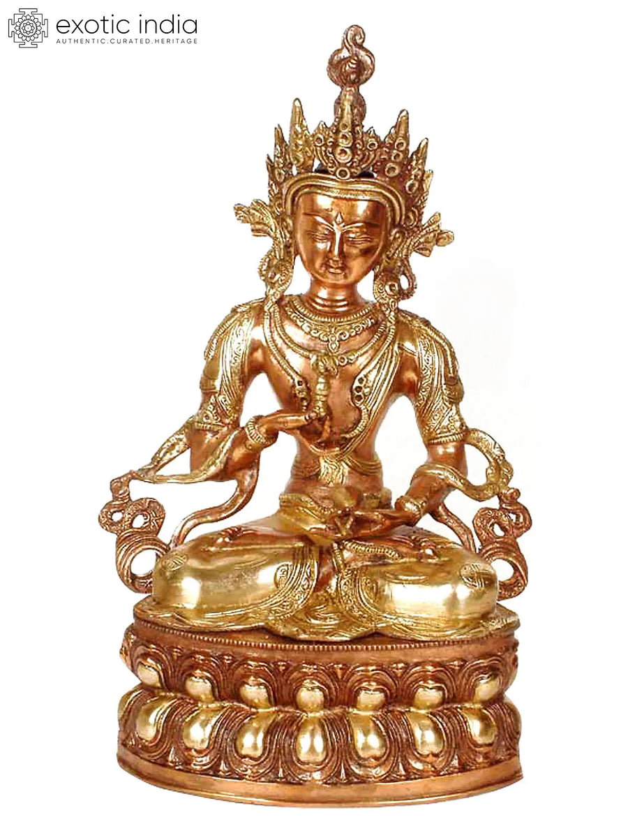 14" Vajrasattva Tibetan Buddhist Brass Statue - Handmade Deity Idol