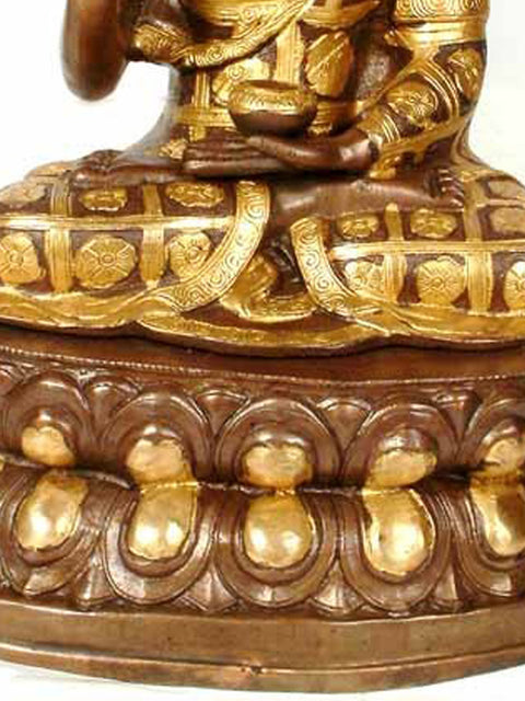 17" Buddha with the Patchwork Monk Robe In Brass | Handmade | Made In India