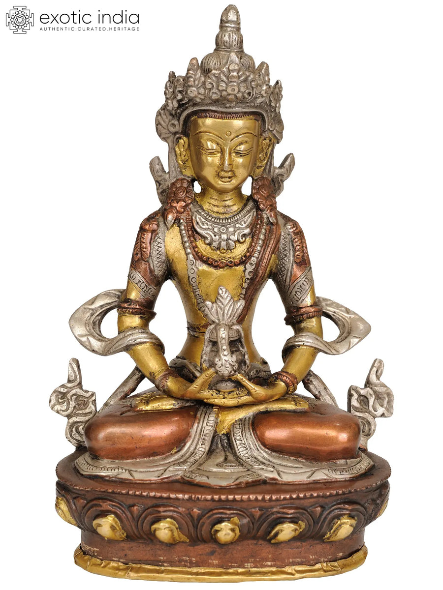 8" Amitabha Buddha Brass Statue Handmade