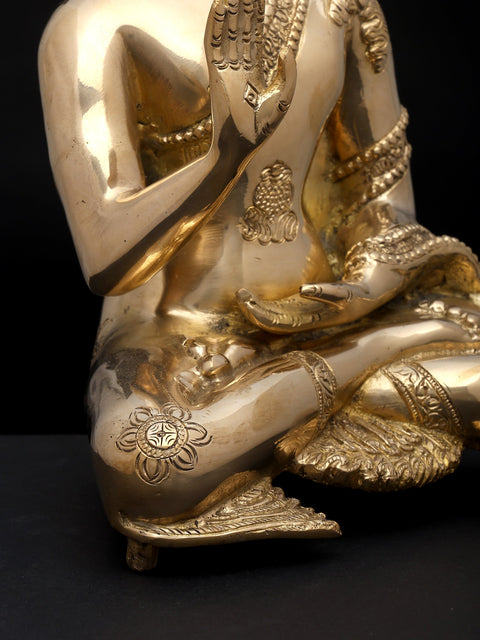 11" Buddha Idol in Abhaya and Dhyana Mudras | Handmade Brass Statue | Made in India