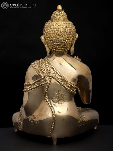 11" Buddha Idol in Abhaya and Dhyana Mudras | Handmade Brass Statue | Made in India