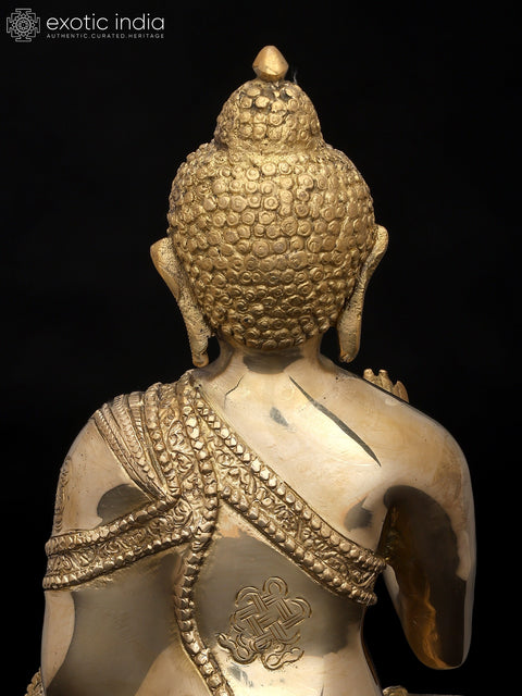 11" Buddha Idol in Abhaya and Dhyana Mudras | Handmade Brass Statue | Made in India