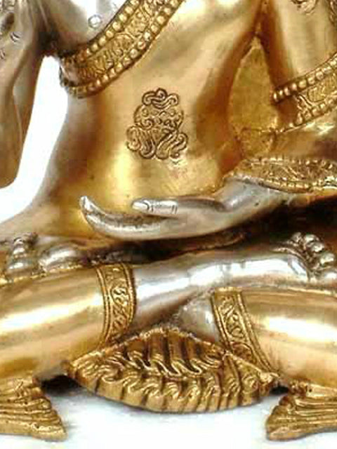 11" Buddha Idol in Abhaya and Dhyana Mudras | Handmade Brass Statue | Made in India