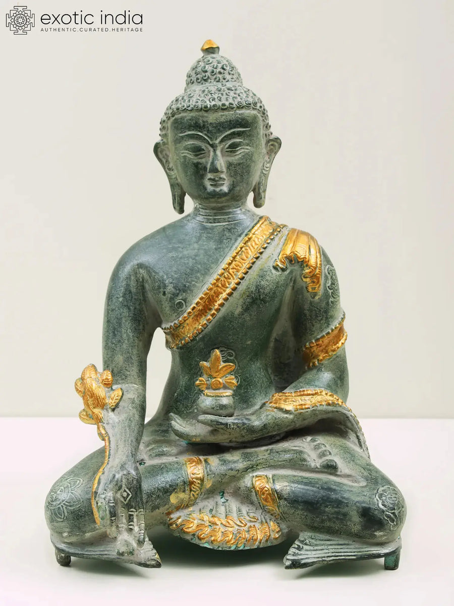 10" Medicine Buddha Brass Statue Handmade Tibetan Buddhist Idol