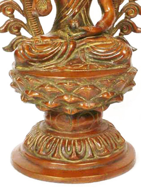 10" The Buddha Blesses Against a Flaming Aureole In Brass | Handmade | Made In India