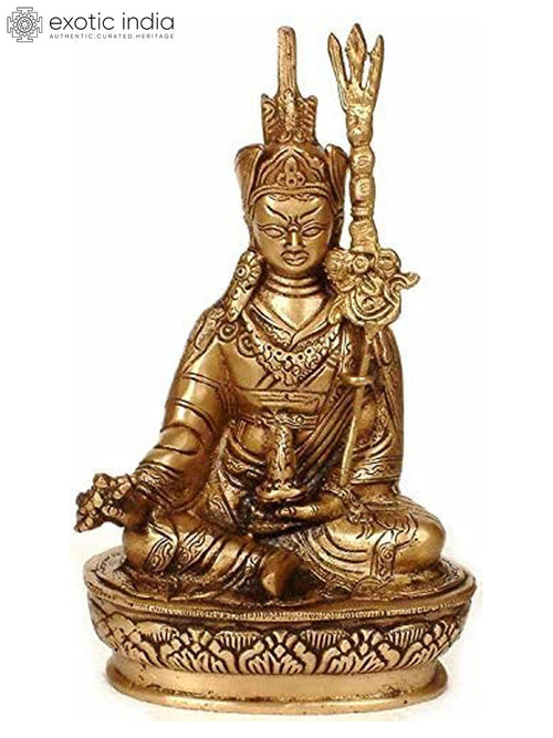 8" Guru Padmasambhava Brass Statue Handmade Buddhist Idol