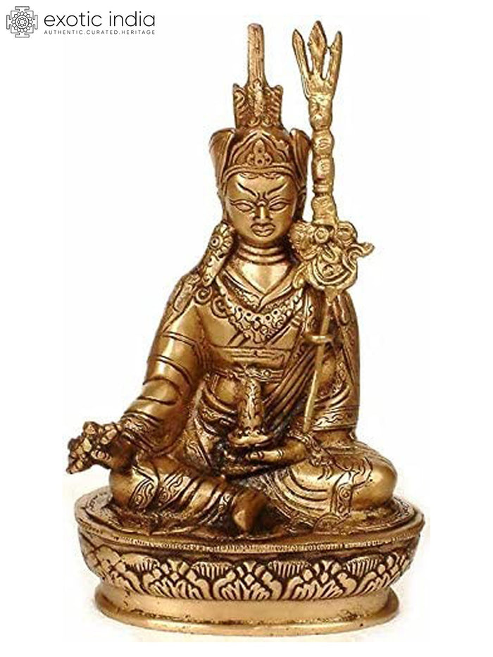 8" Guru Padmasambhava Brass Statue Handmade Buddhist Idol